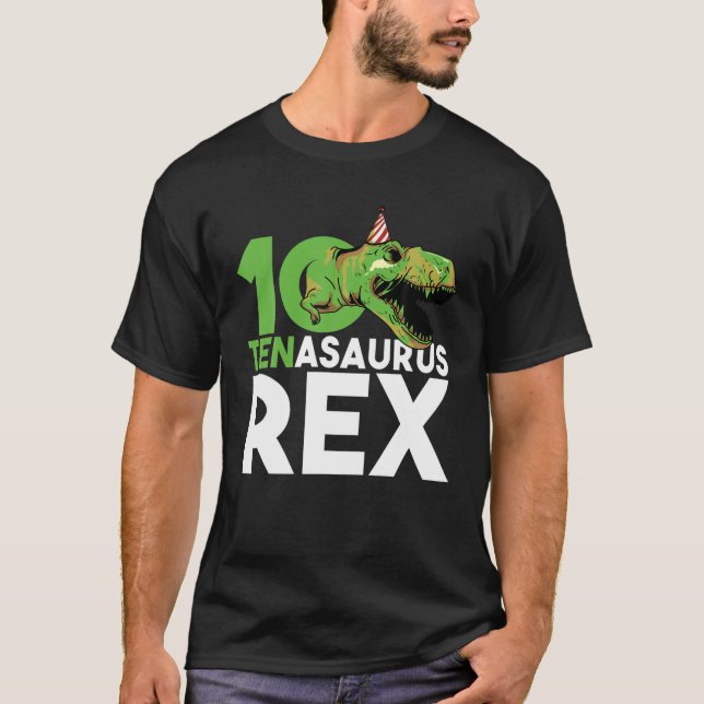 Funny Cute 10th Birthday Tenasaurus Old Rex T-Shirt (Front)