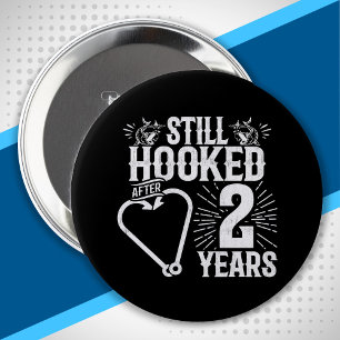 Funny Cute 2nd Anniversary Couples Married 2 Years 10 Cm Round Badge