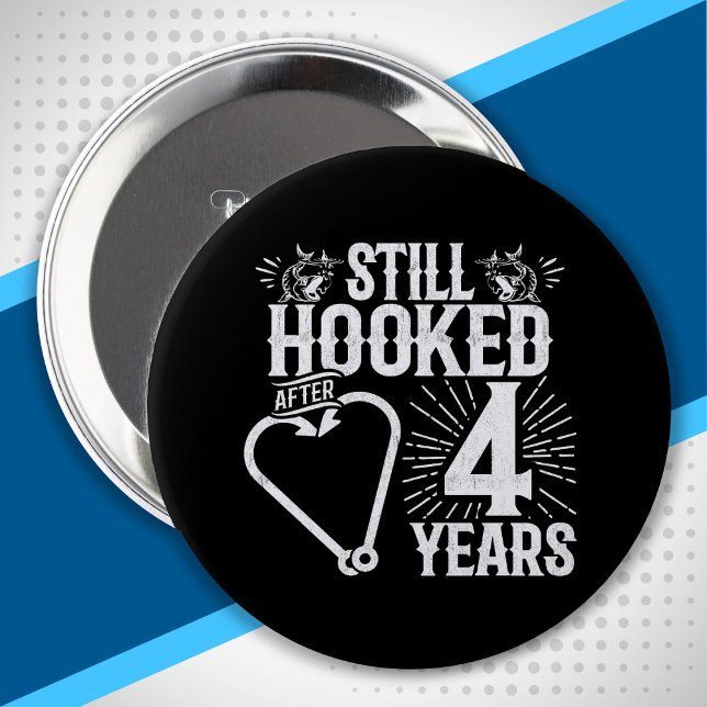 Funny Cute 4th Anniversary Couples Married 4 Years 10 Cm Round Badge (Creator Uploaded)