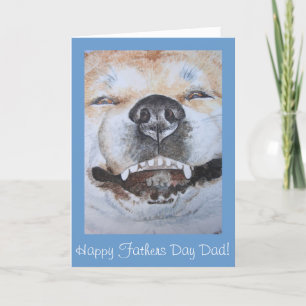 funny cute akita smiling realist dog portrait card