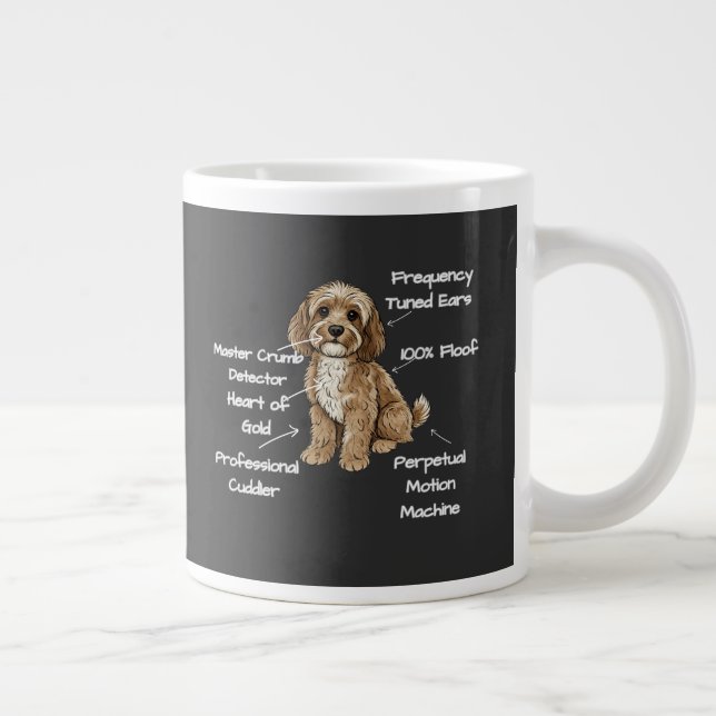 Funny Cute Anatomy of a Cockapoo Dog Lover Large Coffee Mug (Right)
