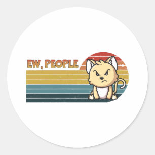 Funny Cute Angry Cat People Classic Round Sticker