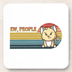 Funny Cute Angry Cat People Coaster