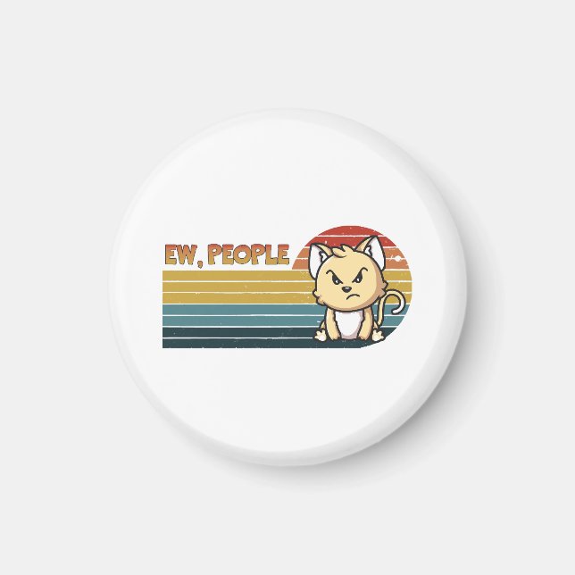 Funny Cute Angry Cat People Magnet (Front)