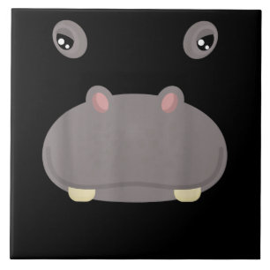 Funny Cute Animal Face Hippo Costume Halloween Ceramic Tile