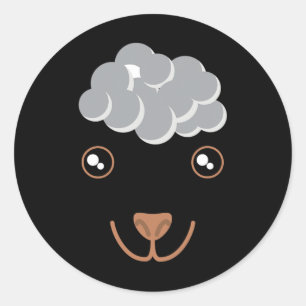 Funny Cute Animal Face Sheep Costume Halloween Adu Classic Round Sticker
