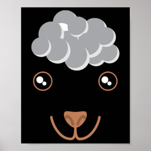 Funny Cute Animal Face Sheep Costume Halloween Adu Poster