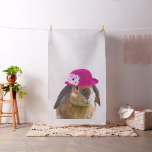 Funny cute animal rabbit watercolor kids fabric