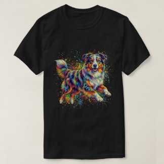 Funny Cute Australian Shepherd Colorful Dog T-Shirt