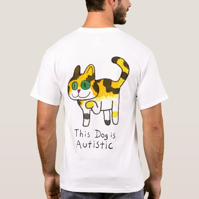 Funny Cute Autistic Dog Comic T-Shirt (Back)