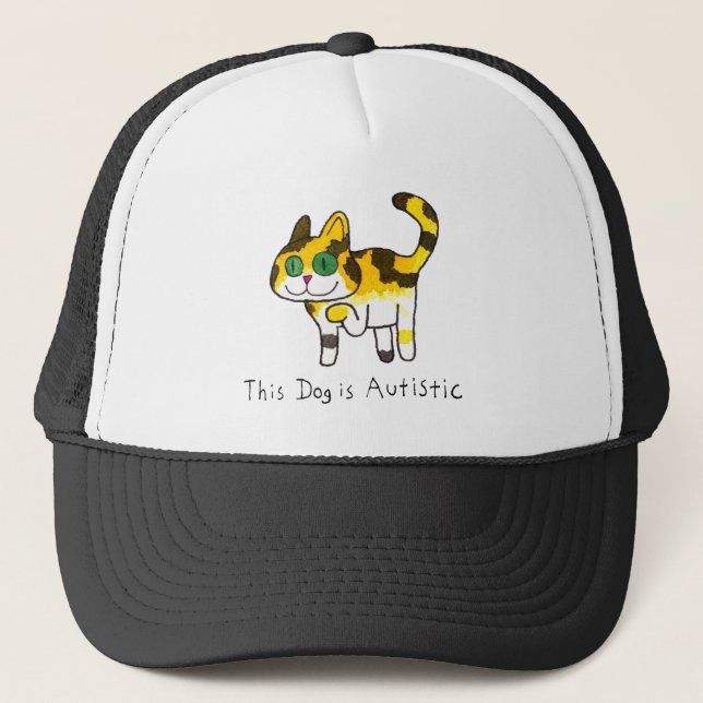 Funny Cute Autistic Dog Comic Trucker Hat (Front)