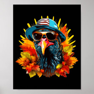 Funny Cute Autumn Thanksgiving Turkey Christmas Au Poster