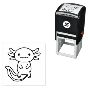 Funny cute Axolotl Squad custom editable black Self-inking Stamp