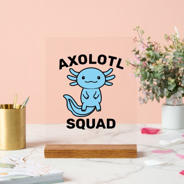 Funny cute Axolotl Squad custom editable blue Acrylic Sign (Wedding)
