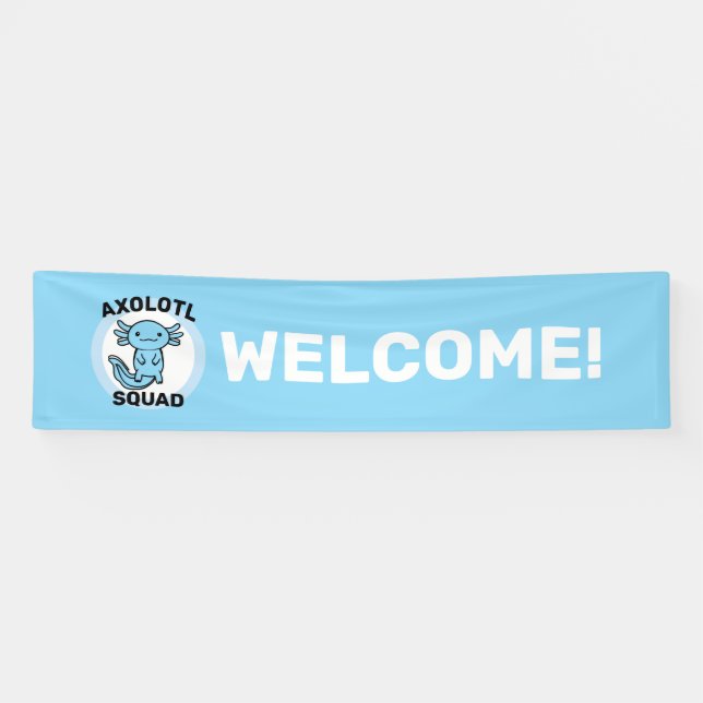 Funny cute Axolotl Squad custom editable blue Banner (Horizontal)