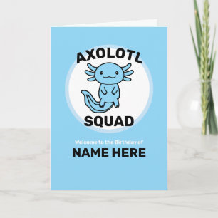 Funny cute Axolotl Squad custom editable blue Card