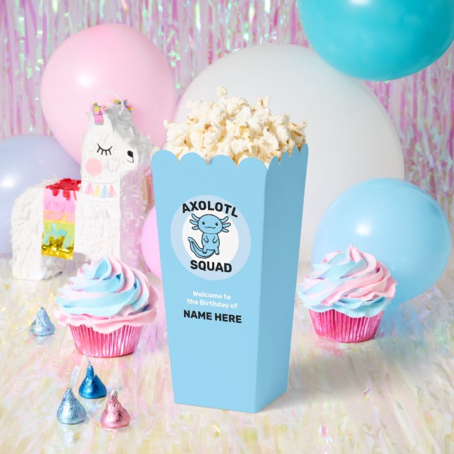 Funny cute Axolotl Squad custom editable blue Favour Box (Party)