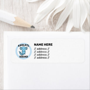 Funny cute Axolotl Squad custom editable blue Return Address Label
