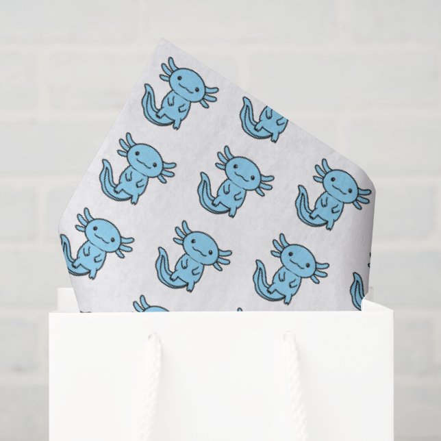 Funny cute Axolotl Squad custom editable blue Tissue Paper (Gift Bag)