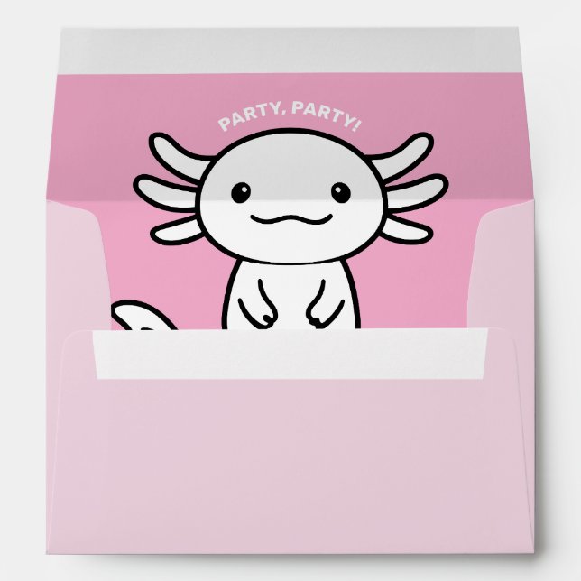 Funny cute Axolotl Squad custom editable pink Envelope (Back (Bottom))