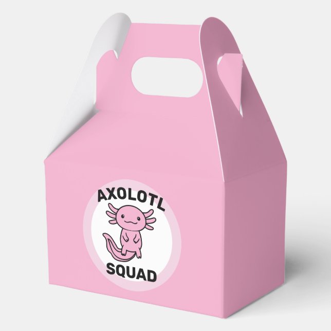Funny cute Axolotl Squad custom editable pink Favour Box (Front)
