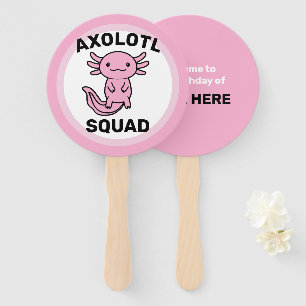 Funny cute Axolotl Squad custom editable pink Hand Fan