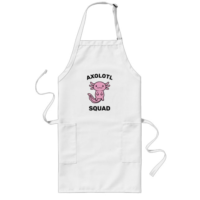 Funny cute Axolotl Squad custom editable pink Long Apron (Front)
