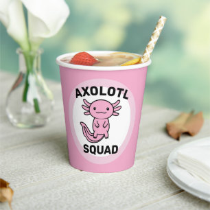 Funny cute Axolotl Squad custom editable pink Paper Cups