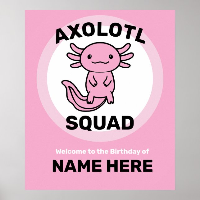 Funny cute Axolotl Squad custom editable pink Poster (Front)