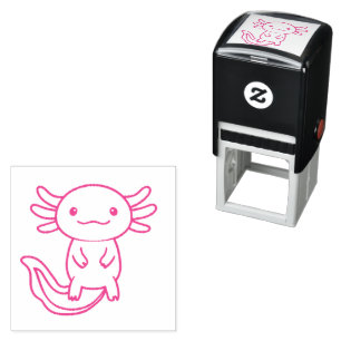 Funny cute Axolotl Squad custom editable pink Self-inking Stamp