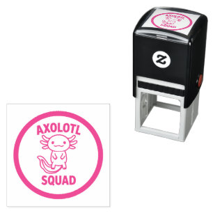 Funny cute Axolotl Squad custom editable pink Self-inking Stamp