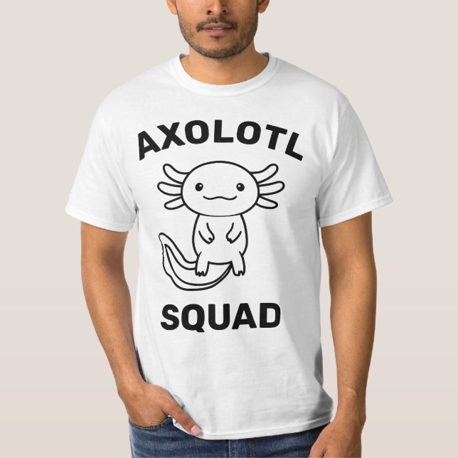 Funny cute Axolotl Squad custom editable text T-Shirt (Front)
