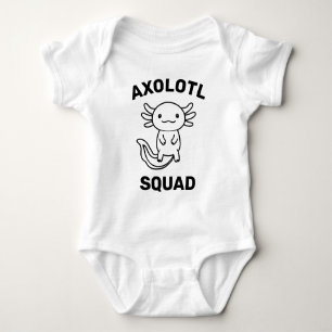Funny cute Axolotl Squad Party editable blue pink Baby Bodysuit