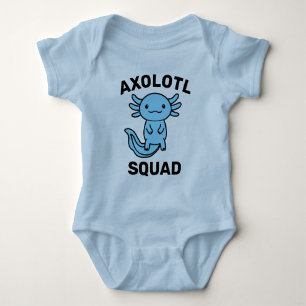 Funny cute Axolotl Squad Party editable blue pink Baby Bodysuit