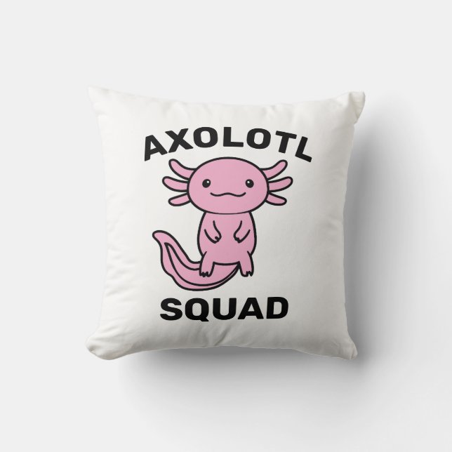 Funny cute Axolotl Squad Party editable blue pink Cushion (Front)