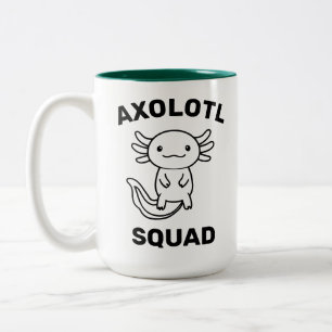 Funny cute Axolotl Squad Party editable blue pink Two-Tone Coffee Mug