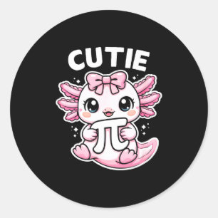 Funny cute axolotl symbol math teacher cutie classic round sticker