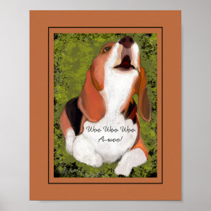 Funny, Cute Beagle's Howling Poster