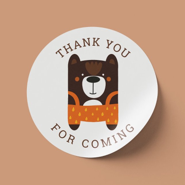 Funny cute bear. Kids zoo birthday thank you Classic Round Sticker (Creator Uploaded)