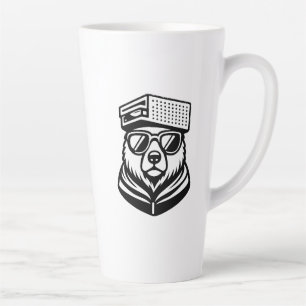 Funny Cute Bear With A Cheese Graters Hat Latte Mug