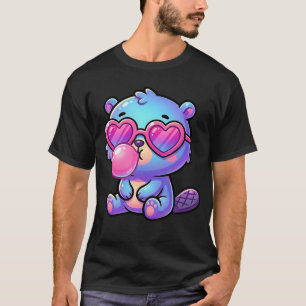 Funny Cute Beaver Blowing Bubble Gum T-Shirt