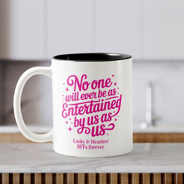 Funny Cute BFFs Bestie Swirly Friendship Two-Tone Coffee Mug (Creator Uploaded)