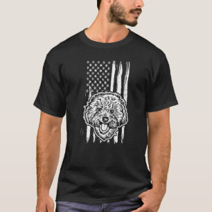 Funny Cute Bichon Frisé Dog American Flag USA Pupp T-Shirt