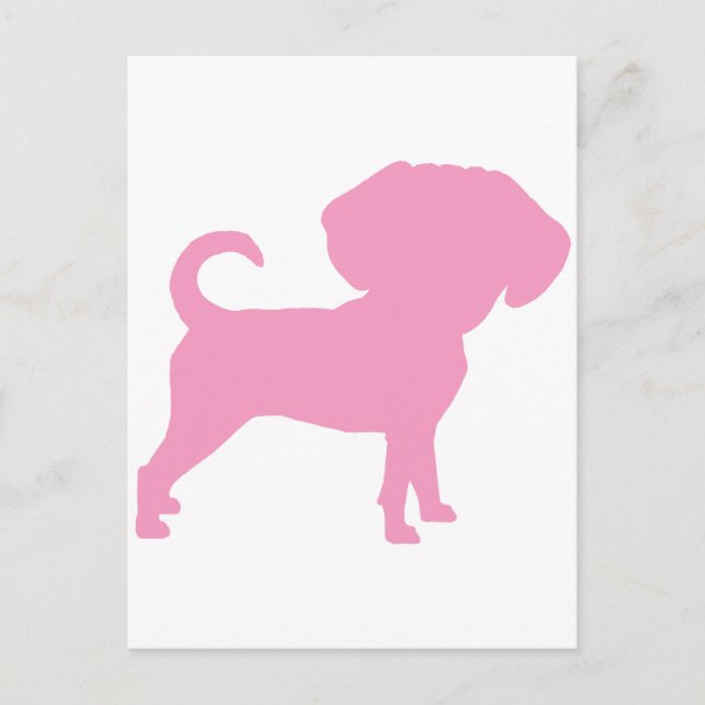 Funny Cute Big Head Puggle Dog (pink) Postcard (Front)