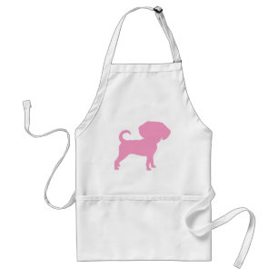 Funny Cute Big Head Puggle Dog (pink) Standard Apron