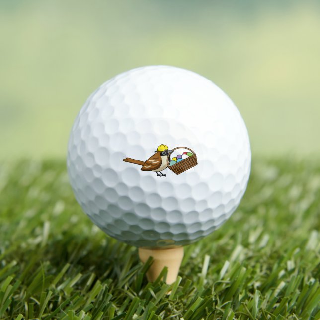 Funny Cute Bird with Colourful Eggs Basket Golf Balls (Insitu Tee)
