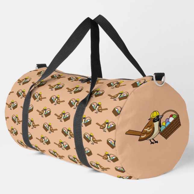 Funny Cute Bird with Colourful Eggs Basket Pattern Duffle Bag (Left Corner)