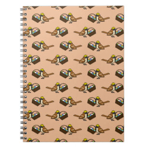 Funny Cute Bird with Colourful Eggs Basket Pattern Notebook