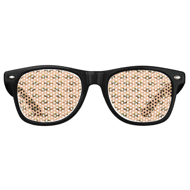 Funny Cute Bird with Colourful Eggs Basket Pattern Retro Sunglasses (Front)