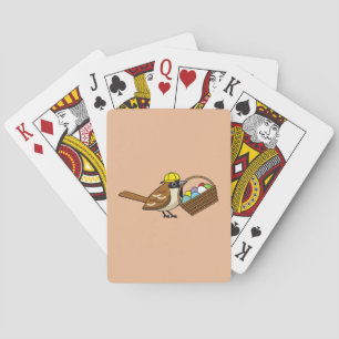 Funny Cute Bird with Colourful Eggs Basket Playing Cards